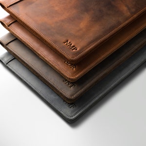 Portafolio de cuero personalizado con monograma, funda de cuero, regalo corporativo personalizado, iniciales monograma para él y para ella / Marshall
