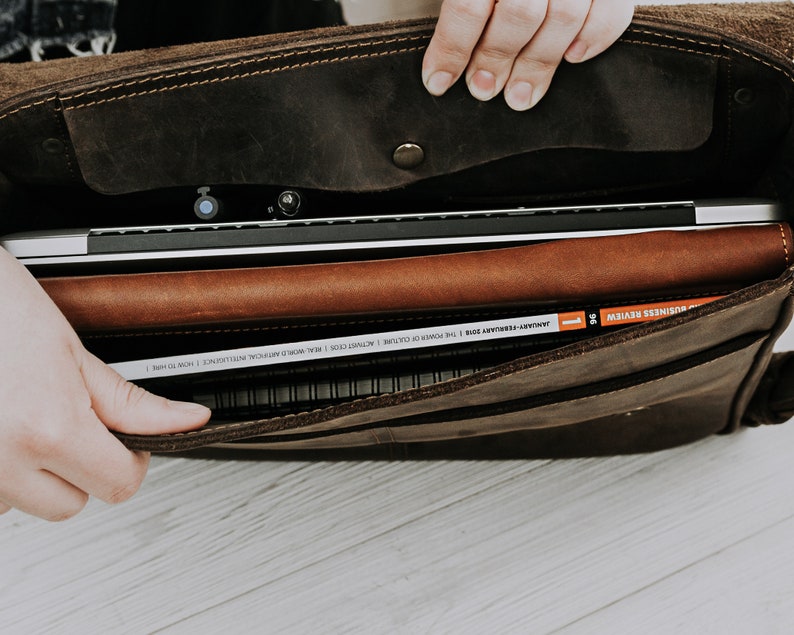 Leather Messenger Bag Mens Distressed Leather Briefcase Etsy