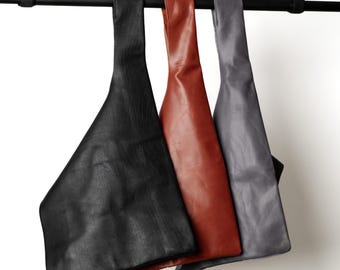 Poşet Grocery Tote, Full Grain Buffalo Leather Bag, Handmade Minimalist, Black Tobacco Gray [PRE-ORDER]