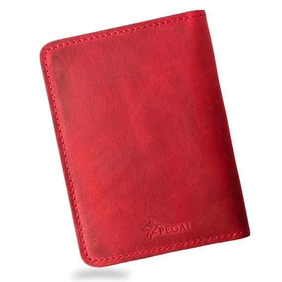 DEKALB Distressed Leather Passport Holder Rose Red Rustic Passport Case PEGAI Passport Cover 
