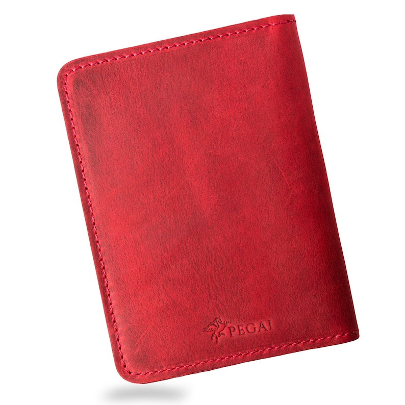 Cartera de viaje de cuero personalizada, funda para pasaporte personalizada, funda para pasaporte de cuero desgastado, regalo de viaje con monograma para ella / Pike-Rose Red imagen 8