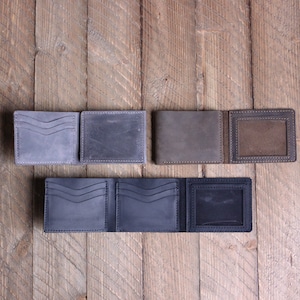 REGALO PERSONALIZADO PARA PADRES DE NOVIO Cartera de cuero rústica de tres pliegues Billetera para efectivo Billetera de cuero desgastado Regalo con monograma para él Agregue iniciales