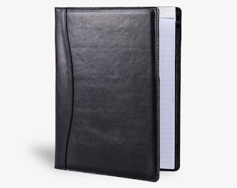 PERSONALIZED Leather Padfolio, Leather Journal as Corporate Gifts, Leather Portfolio for Men & Women, Leather Notebook | Marshall Maui Black