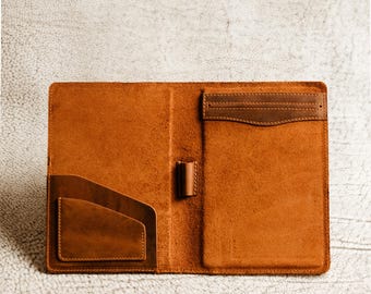 Leder Padfolio, personalisiertes Feuer Markengeschenk für Ihn, Notizblock Halter, Schlankes Leder Journal, Firmengeschenk für Chef | ERIKSEN Mahagoni