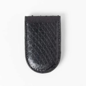 Clip para billetes de piel de pitón PEGAI, color negro, interior de piel de vacuno de grano superior, billetera delgada para el bolsillo delantero, regalo de lujo para él/ella / BIVITTA