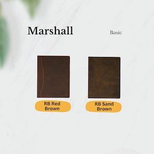 Marshall Basic folios in River Bison (RB) Red Brown and RB Sand Brown—crafted from rustic leather for simple moments and stories worth carrying.