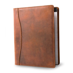 PERSONALIZED Leather Padfolio Monogrammed Leather Portfolio Cover Custom Corporate Gift Monogram Initials For Him and Her Marshall Mahogany Brown