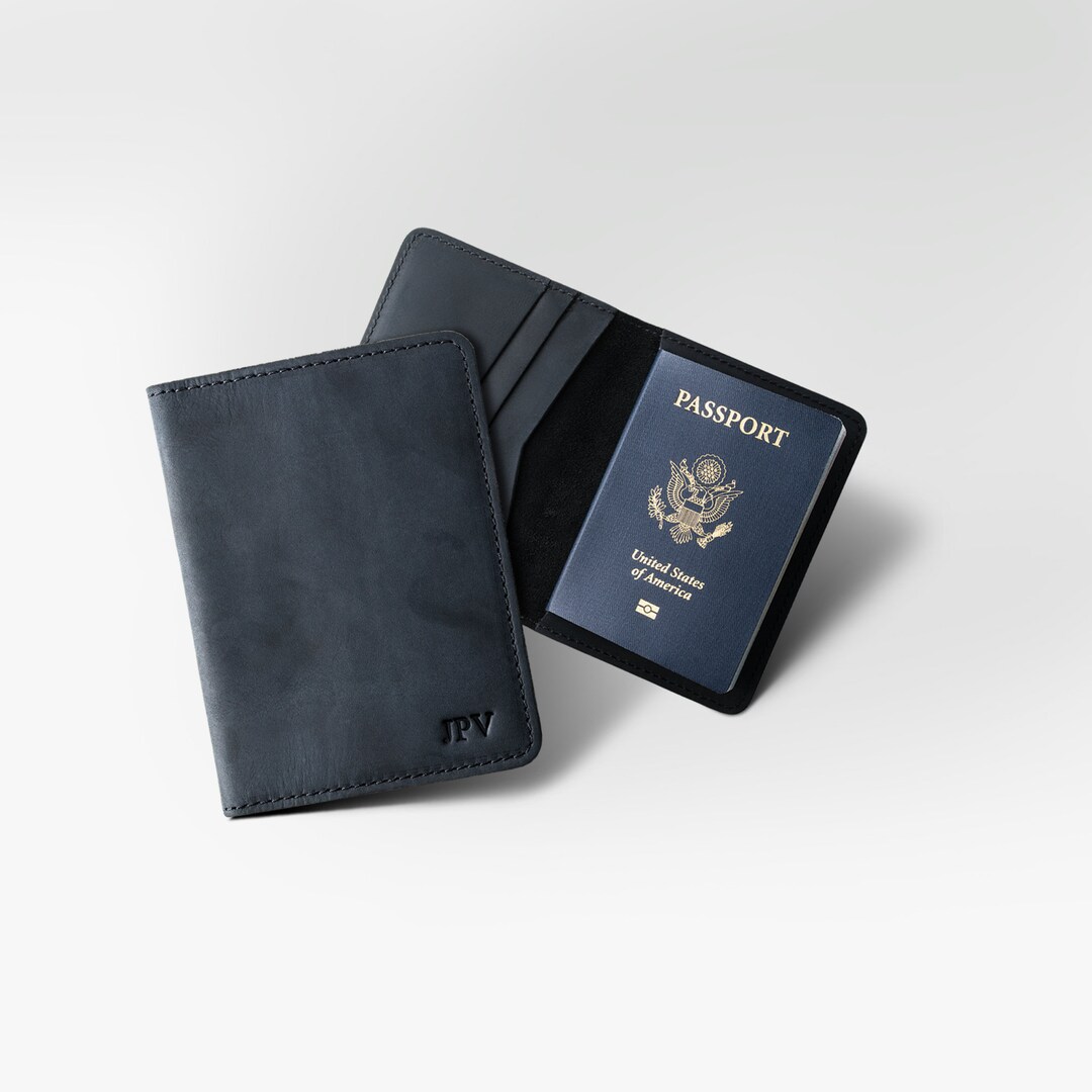 Embossed Monogrammed Leather Passport Holder – Its Personal Stuff