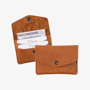 Pegai Leather Slim Card Holder, Cardholder Wallet Women, Card Case/Sleeve, Personalized / Engraved Wallet, Handmade Gift | Seline Cinnamon
