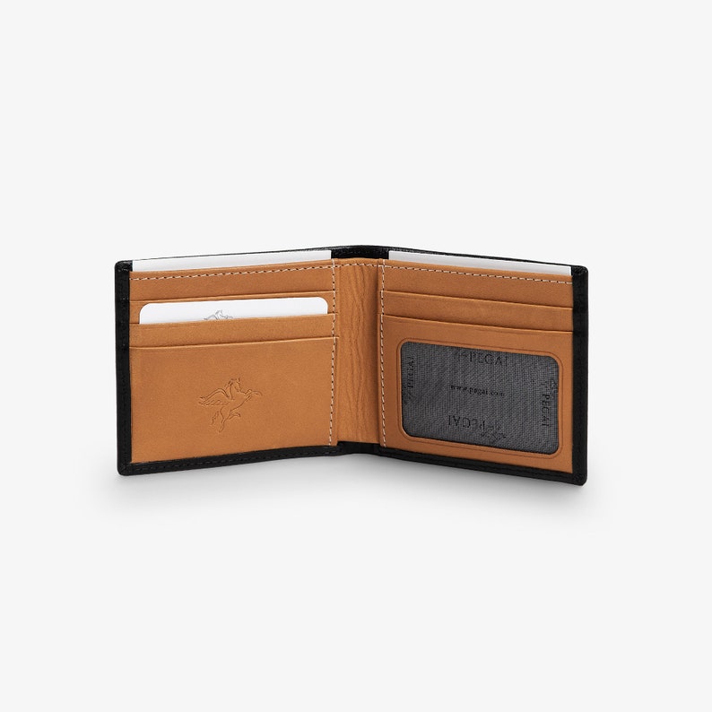 Personalized Leather Wallet, Men's Bifold Minimalist Wallet, Groomsmen Wallet Gift RFID Card Holder, Gifts for Him Edward Black image 9