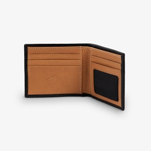 Personalized Leather Wallet, Men's Bifold Minimalist Wallet, Groomsmen Wallet Gift RFID Card Holder, Gifts for Him Edward Black image 4
