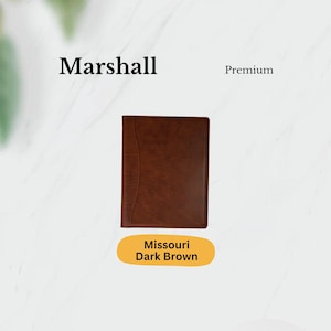 Marshall Premium folio in Missouri Dark Brown—rich textured leather built for timeless use, travel, or that perfect thoughtful gift.