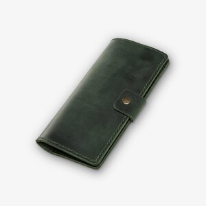 Personalized Leather Checkbook Cover, Minimalist Checkbook Holder, Slim Checkbook Wallet, Business Office Accessories | Clark Green