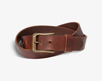 Leren herenriem | Gepersonaliseerde riem | Buffelleren riem voor heren | PEGAI rustiek bruin