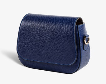 HANDMADE Leather Crossbody Sling Bag, Shoulder Bag, Women's Purse/Clutch, Minimalist Handbag, Gift for Her, Simple | Hampton Arizona Blue
