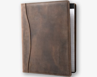 PERSONALIZED Leather Padfolio Monogrammed Leather Portfolio Cover Custom Corporate Gift Monogram Initials For Him  | Marshall Chestnut