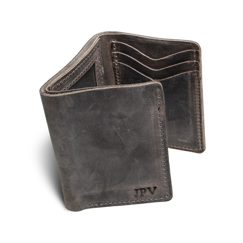 PERSONALIZED Leather Trifold Wallet Classic Billfold ID Holder Etsy