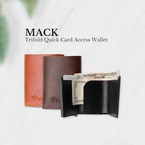 Schneller Kartenzugang dreifache Brieftasche, schlanke Lederbrieftasche für Männer, minimalistische Vordertasche, Geschenk für ihn, 3 MACK