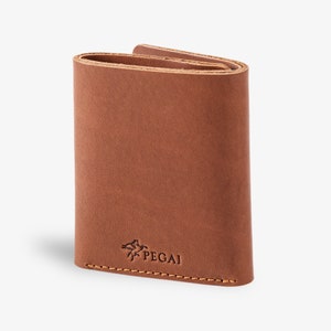 PERSONALIZED Leather Trifold Wallet, Men's Minimalist Wallet, Groomsmen Gifts, Wedding Gifts, Gift for Him | Kane Maui Cognac Brown