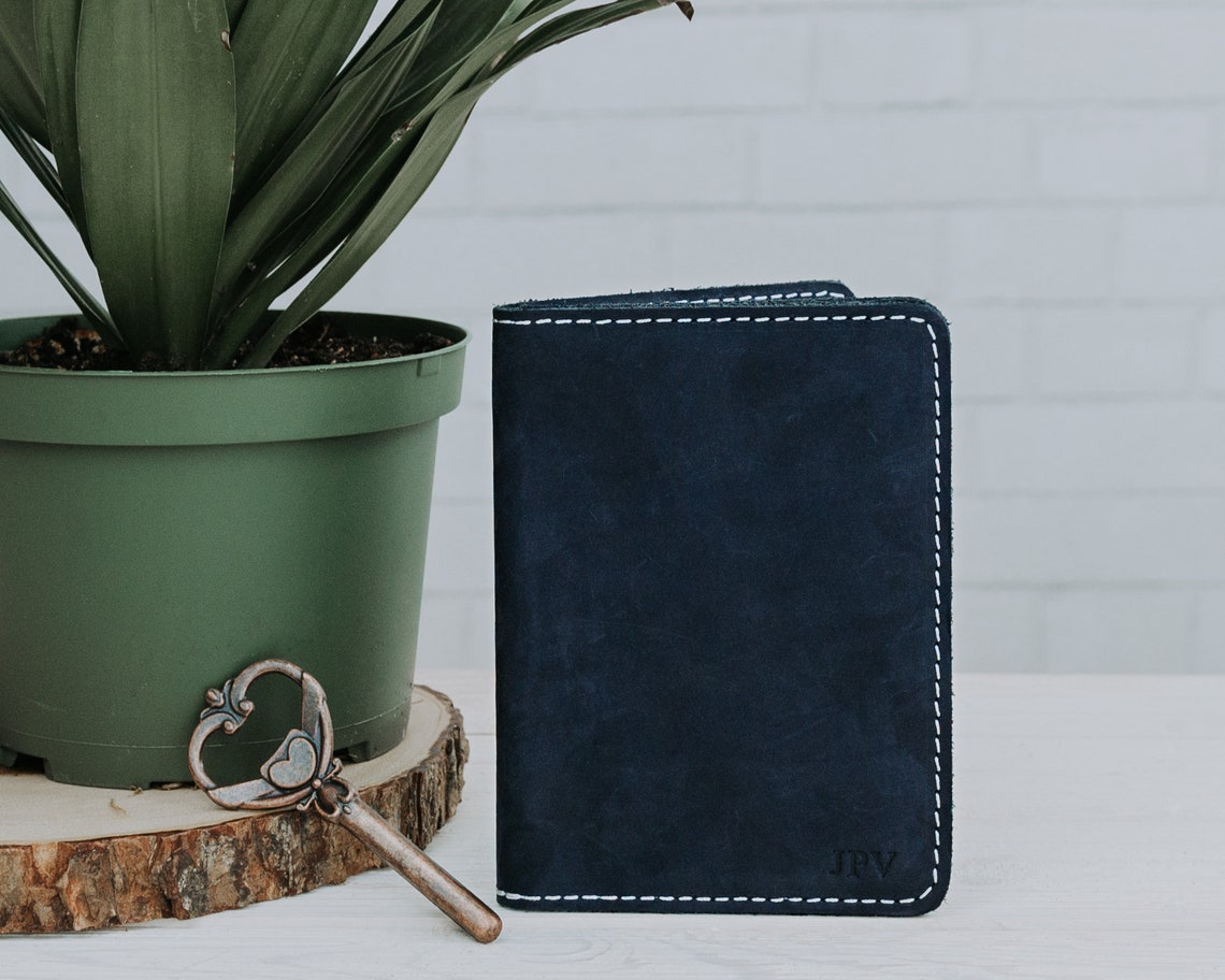 MONOGRAMMED Leather Travel Wallet Personalized Passport Cover Etsy