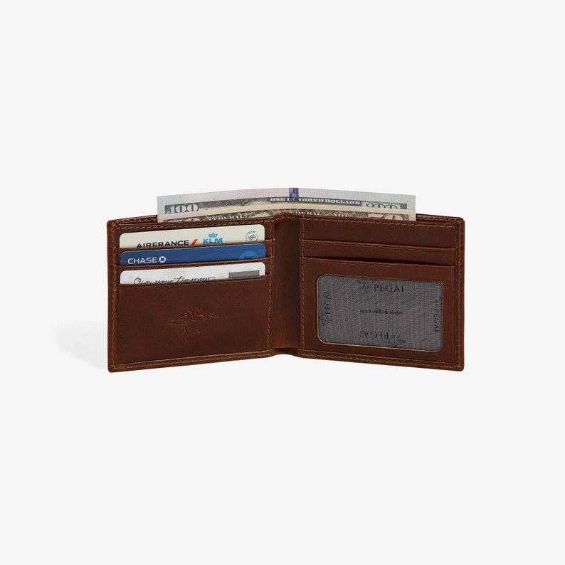 Premium Italian Leather Wallet, Men's Bifold Minimalist Wallet, Groomsmen Wallet Gift RFID Card Holder, Gift for Him Edward Rum Brown image 8