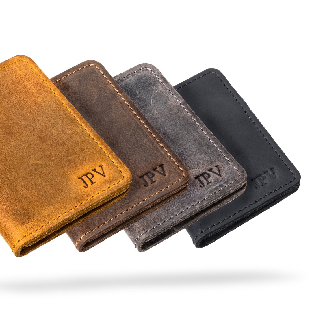 PERSONALIZED Leather Wallet Case With Mirror Custom Name Engraved