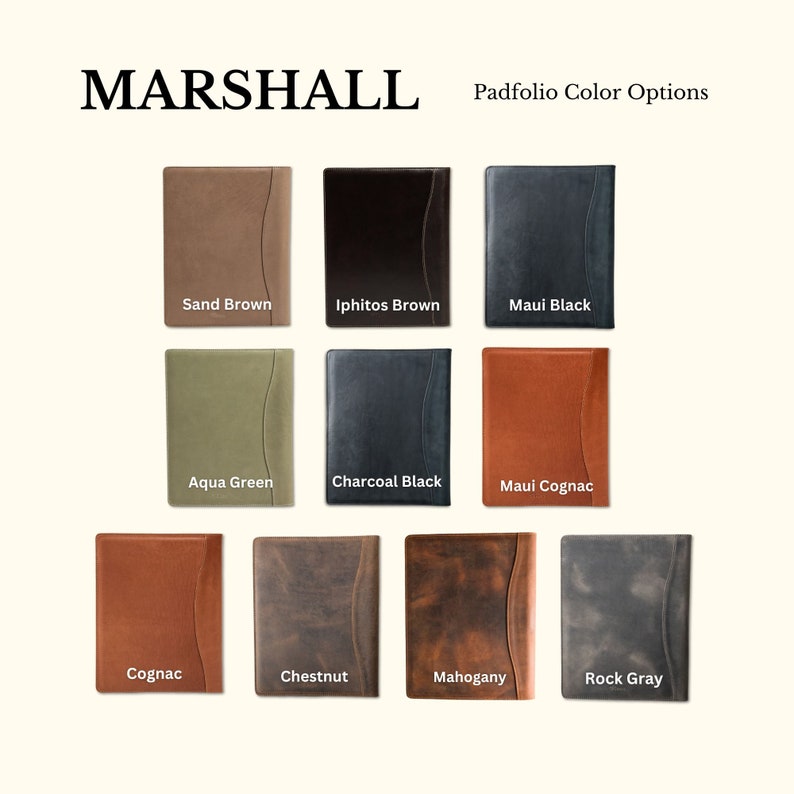 PERSONALIZED Leather Padfolio Monogrammed Distressed Leather Portfolio Cover Custom Corporate Gift Monogram Initials For Him/Her Marshall image 3