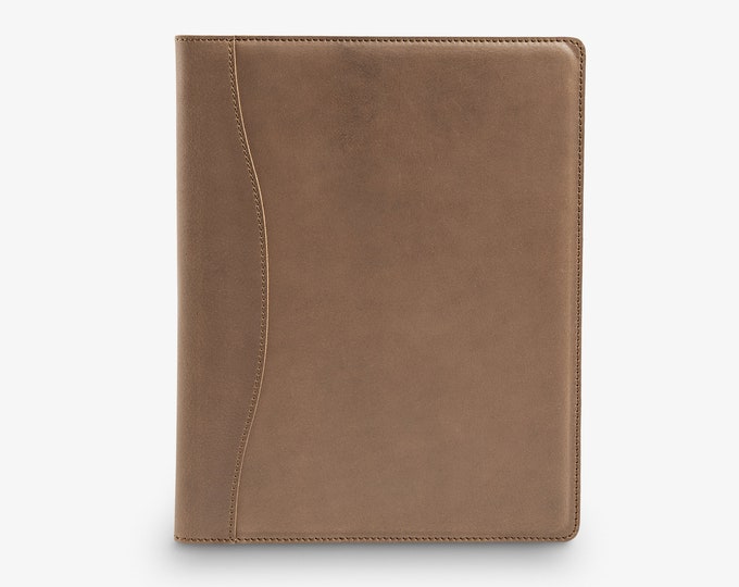 Personalized Leather Portfolio, Handmade Padfolio for Men & Women, Monogrammed Initials Portfolio Cover, Corporate Gifts | Marshall Sand