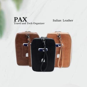Cartera de mano de piel italiana de grano completo, billetera compacta tipo cartera, organizador minimalista, regalo perfecto para padrinos de boda y San Valentín / PAX