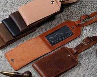 MONOGRAMMED Leather Luggage Tags Personalized Travel Tags Leather ID Tags Custom Gift for Bridesmaids, Groomsmen, Wedding Favors  | Bond