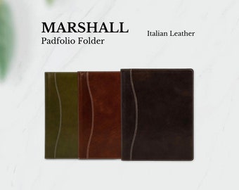 Pegai Leather Portfolio Folder, Premium Italian Leather Padfolio for Him and Her, Notebook Binder, Handmade, Anniversary Gifts | Marshall
