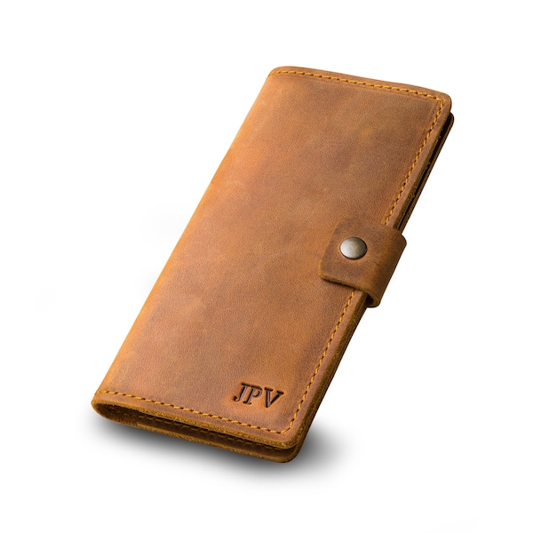 PERSONALIZED Leather Brown Checkbook Cover/ Leather Check Cover /Monogrammed Gift For Him or Her/ Monogram Initials /Clark-Cinnamon Brown