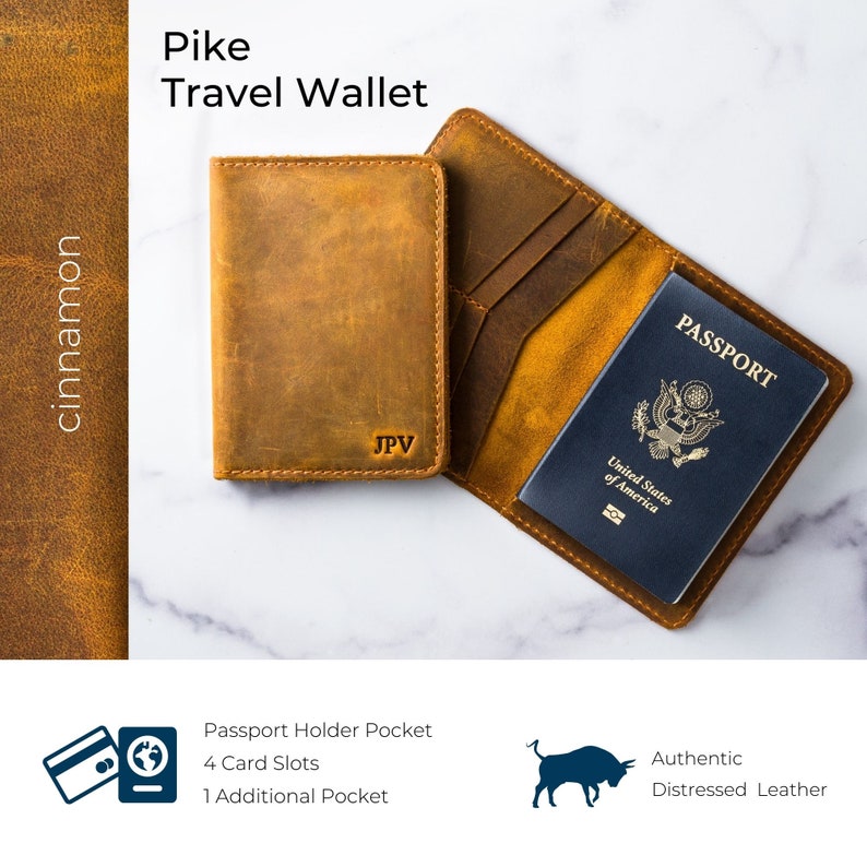 MONOGRAMMED Leather Travel Wallet Personalized Passport Cover Etsy