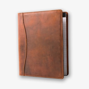 PERSONALIZED Leather Padfolio Monogrammed Leather Portfolio Cover Custom Corporate Gift Monogram Initials For Him  | Marshall Mahogany