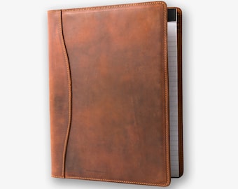 PERSONALIZED Leather Padfolio Monogrammed Leather Portfolio Cover Custom Corporate Gift Monogram Initials For Him  | Marshall Mahogany