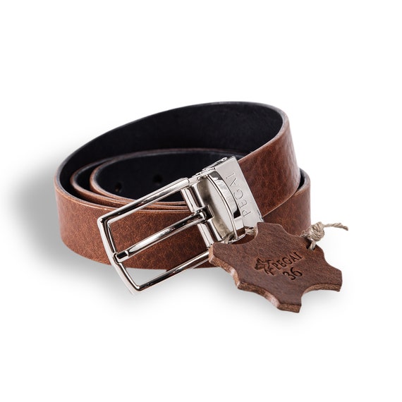 full grain leather dress belt men Pegai Reversible 2-in-1 for Men, Thick Belt for Dad, Anniversary Gifts | Ryan Black & Dark Brown SHIMMER GOWN