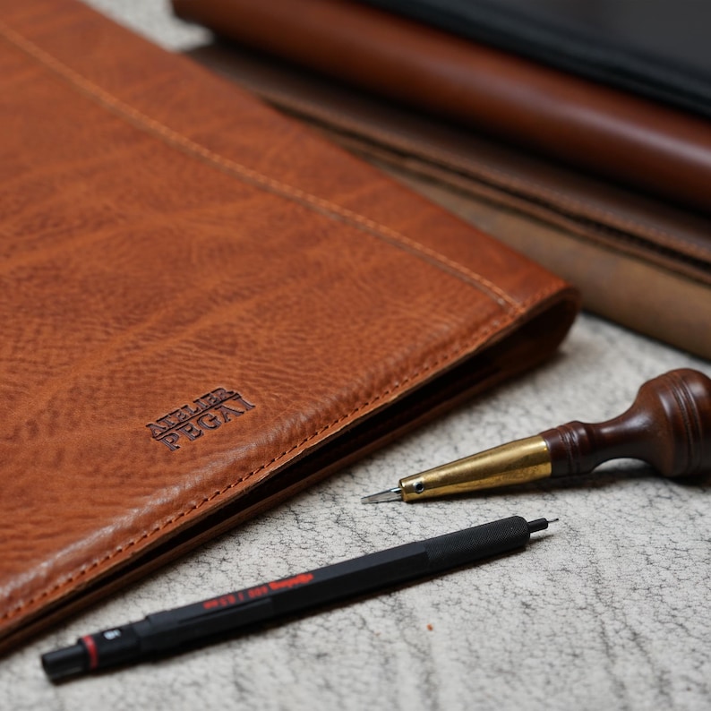 PERSONALIZED Leather Padfolio Monogrammed Leather Portfolio Cover Custom Corporate Gift Monogram Initials For Him and Her | Marshall image 2