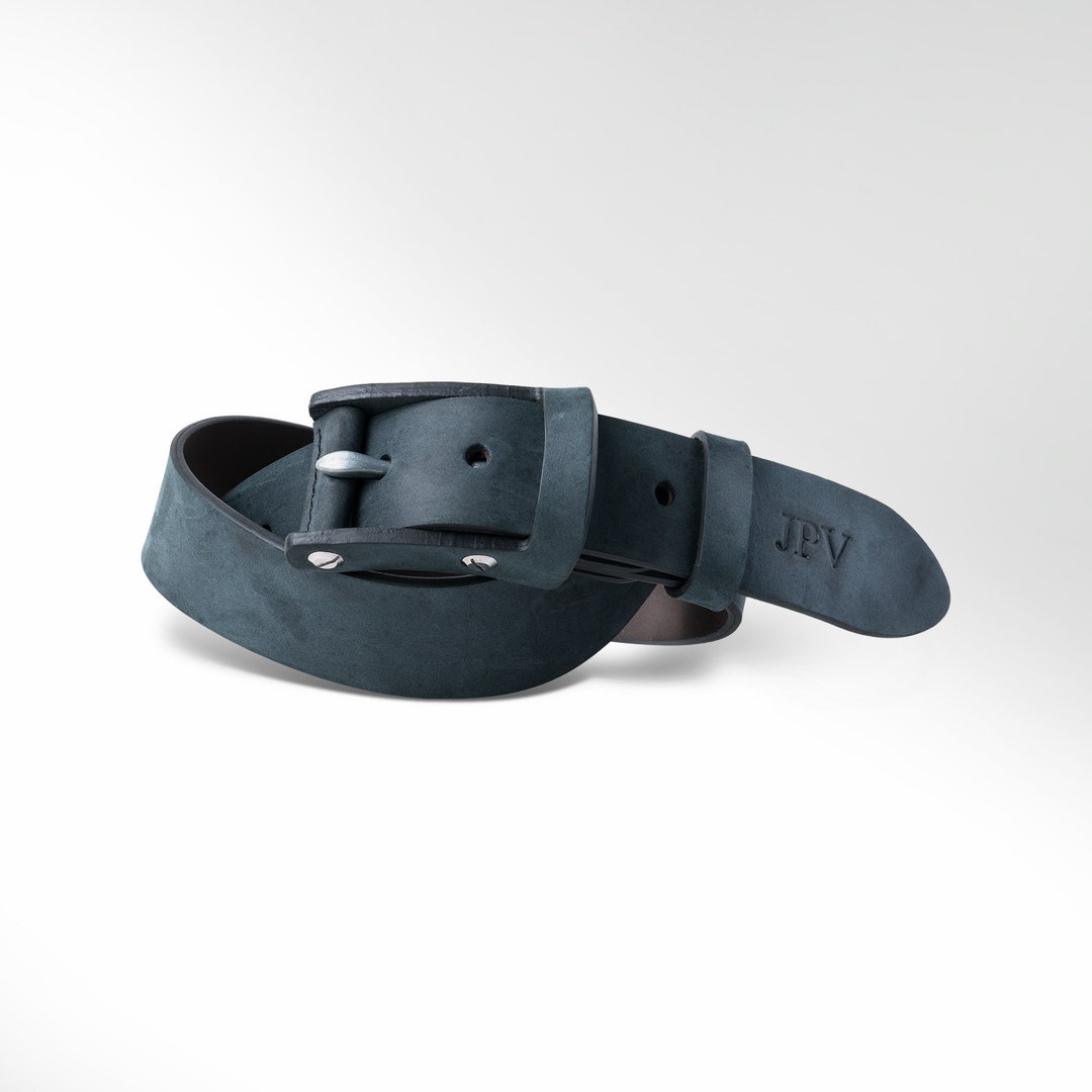 BOSS - Suede belt with squared buckle and engraved logo