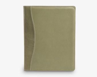 Personalized Leather Portfolio, Handmade Padfolio for Men & Women, Monogrammed Initials Portfolio Cover, Corporate Gifts | Marshall Aqua