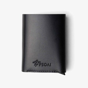 Cartera de acceso rápido a tarjeta triple para hombre de cuero negro/titular de tarjeta pequeña para hombre de cuero de grano superior/billetera con clip para dinero/regalo para él cumpleaños / Mack