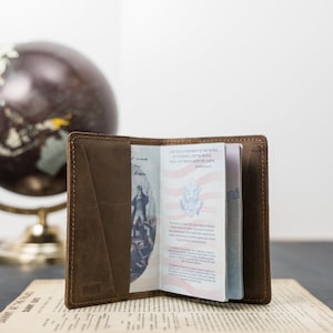 PERSONALIZED Leather Passport Cover/ Passport Holder/ DeKalb Sand Brown zdjęcie 2