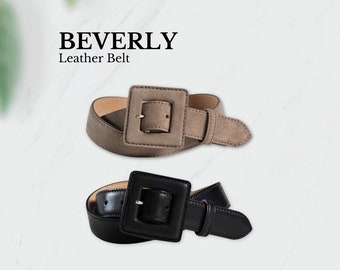 PEGAI EDC-bälte i fullnarvat läder för kvinnor | Handgjort, avsmalnande bälte i mocka och nubuck | Perfekt present till henne eller företagspresenter | BEVERLY