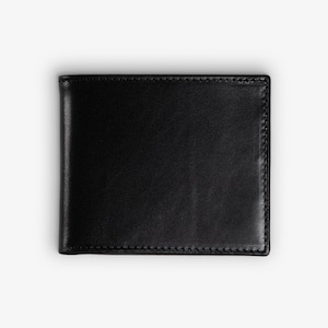 Personalized Leather Wallet, Men's Bifold Minimalist Wallet, Groomsmen Wallet Gift RFID Card Holder, Gifts for Him Edward Black image 5