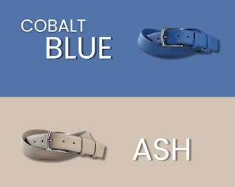 Pegai Blue/Ash Gray Leather Belt for Men, Pebbled Men's Fashion Belt, Mens Wedding Belt, Dress Belt for Him, Engagement Gifts | Sylvan