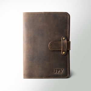 Personalized Leather Journal, Refillable Custom Notebook Cover, Travel Journal Diary, Corporate Office Gifts, Monogrammed | DuPage Chestnut