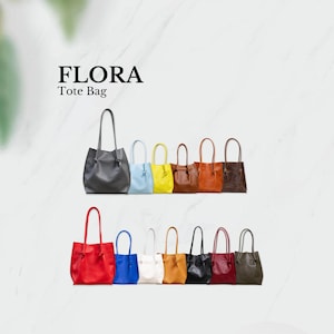Flora Leather Tote Bag, Full Grain Suede Tote, Bride Gift, Bridesmaid Bag, Laptop Commuter Tote, Silky and Smooth Calf