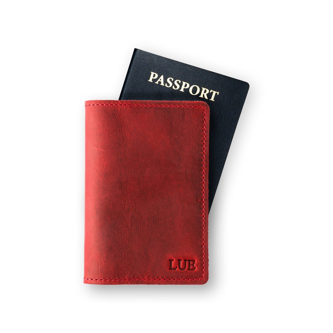 MONOGRAMMED Leather Passport Cover Personalized Travel Wallet Custom