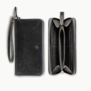 HANDMADE Women's Leather Wallet, Minimalist Cute Wallet for Her, Leather Clutch, Leather Purse, Long Large Wallet Capacity | Karla Gray