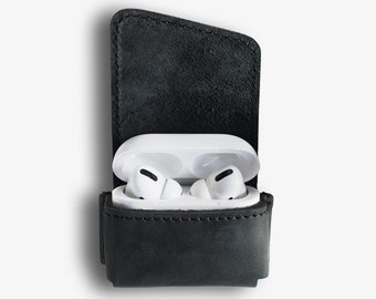 Leather Airpods Case Black Gen 2 Gen 3 Pro/ Airpod Holder with Keychain Apple Accessorries /Anniversary Gift for Him/ Gift for Her/ Austin