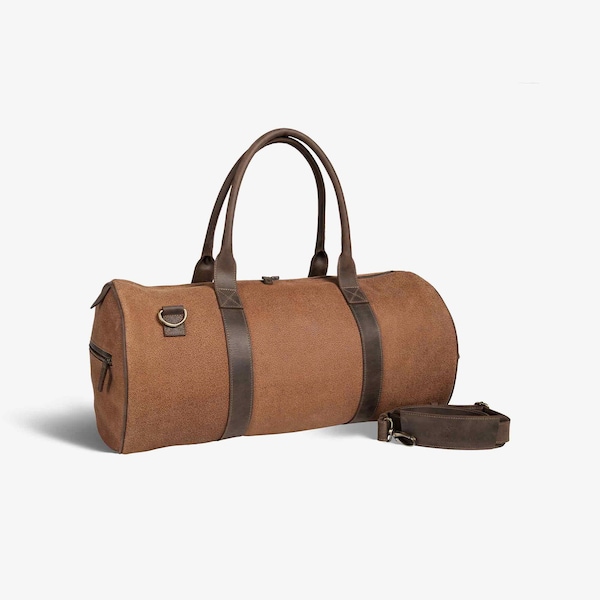 Sac de voyage en cuir fait à la main, sac de voyage imperméable pour homme et femme, grand sac de week-end, sac de sport, sac de voyage | Brun de Livingston